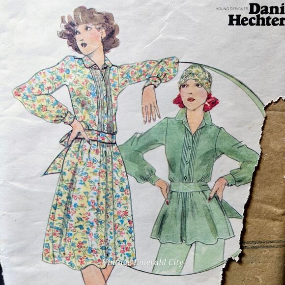 Butterick 4368 Vtg 1970s Daniel Hechter Tucked-front Or Top Sewing Pattern Sz 10 - Picture 7 of 7